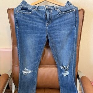 Express Blue Distressed Skinny Jeans